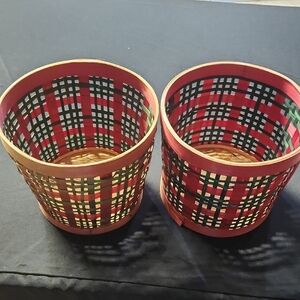 Festive Plaid Woven Baskets